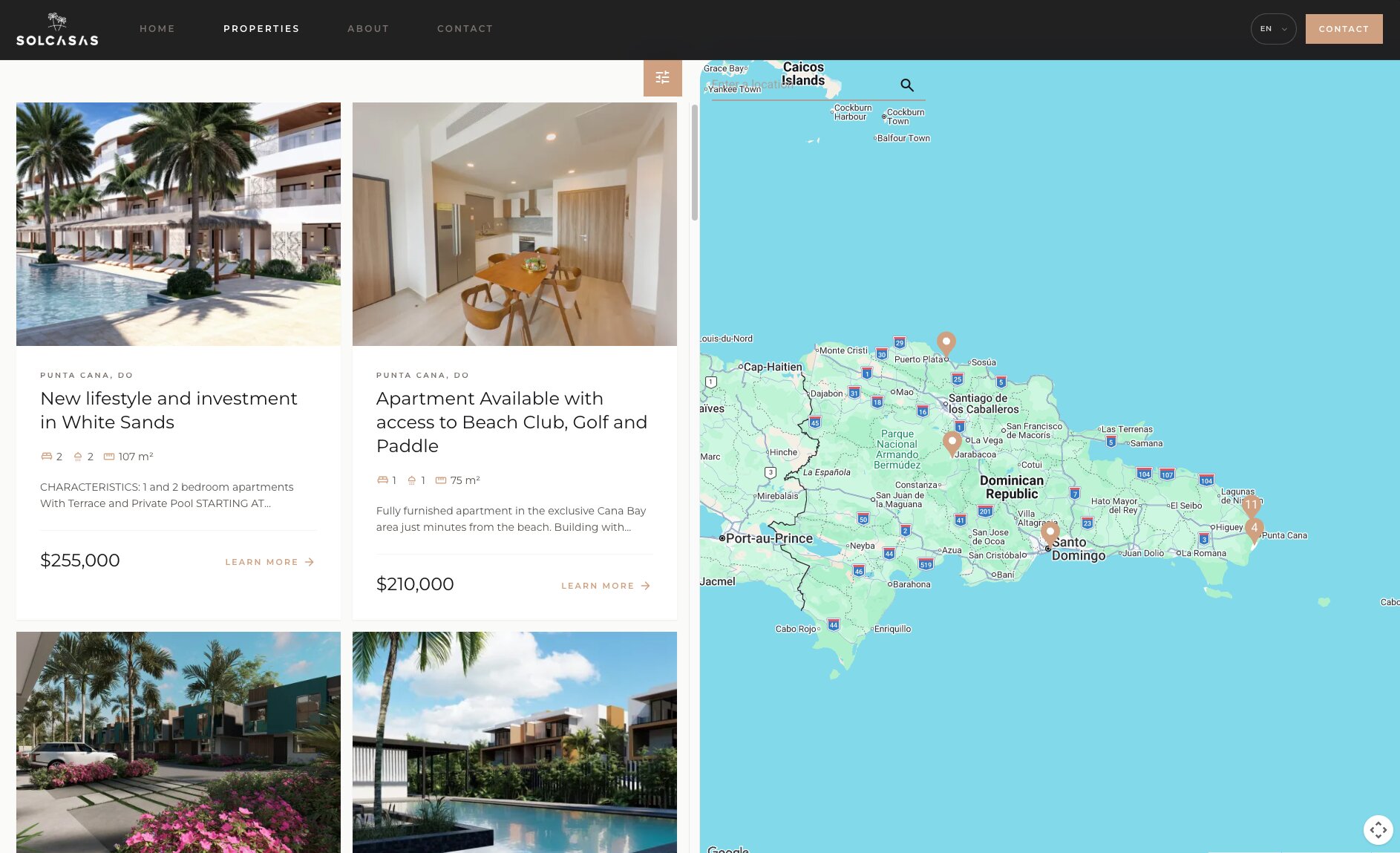 Property map search on a brokerage website